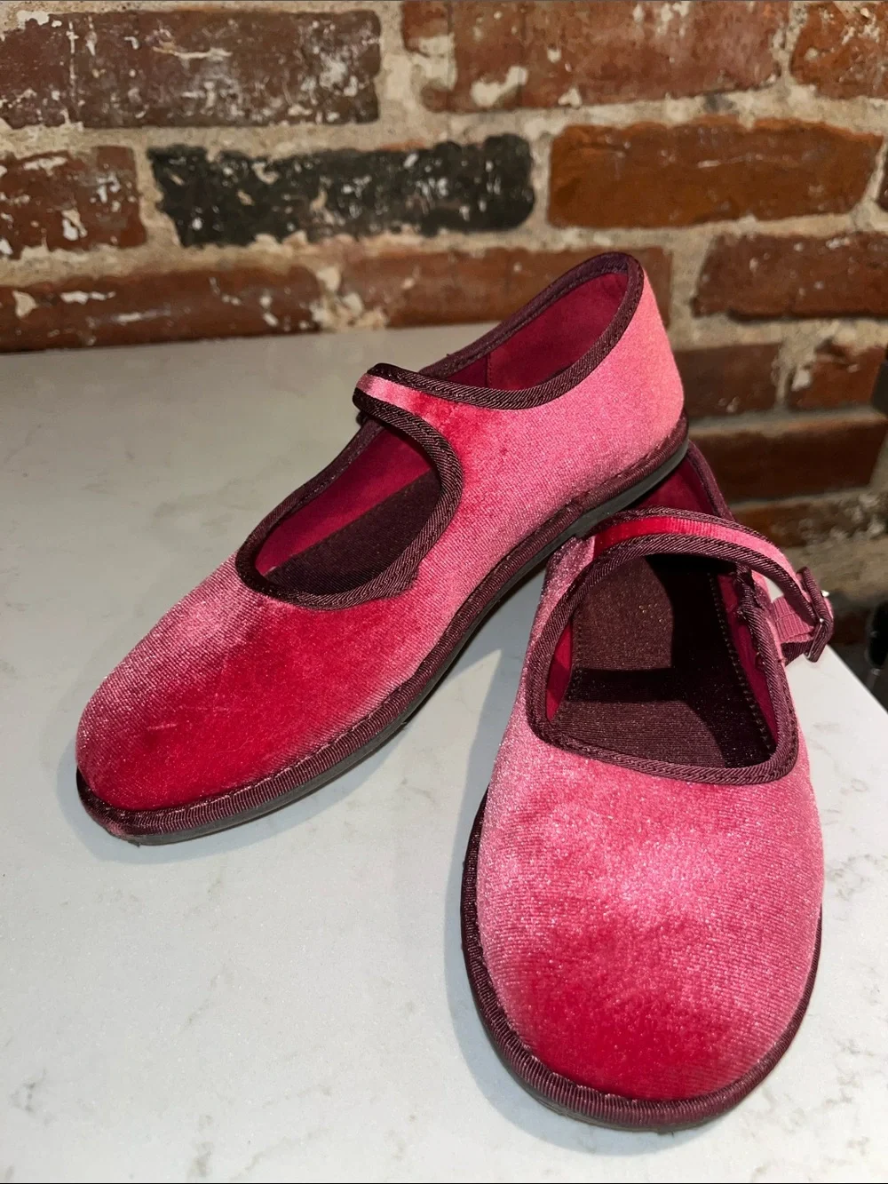 J Crew Red Velvet Mary Jane Shoes